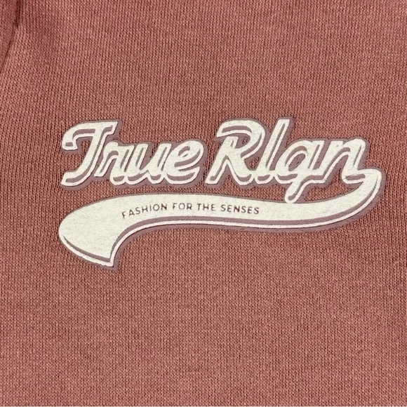 True Religion | Flock Mock Neck Quarter-Zip Pullover Light Pink Sweatshirt - Picture 9 of 12